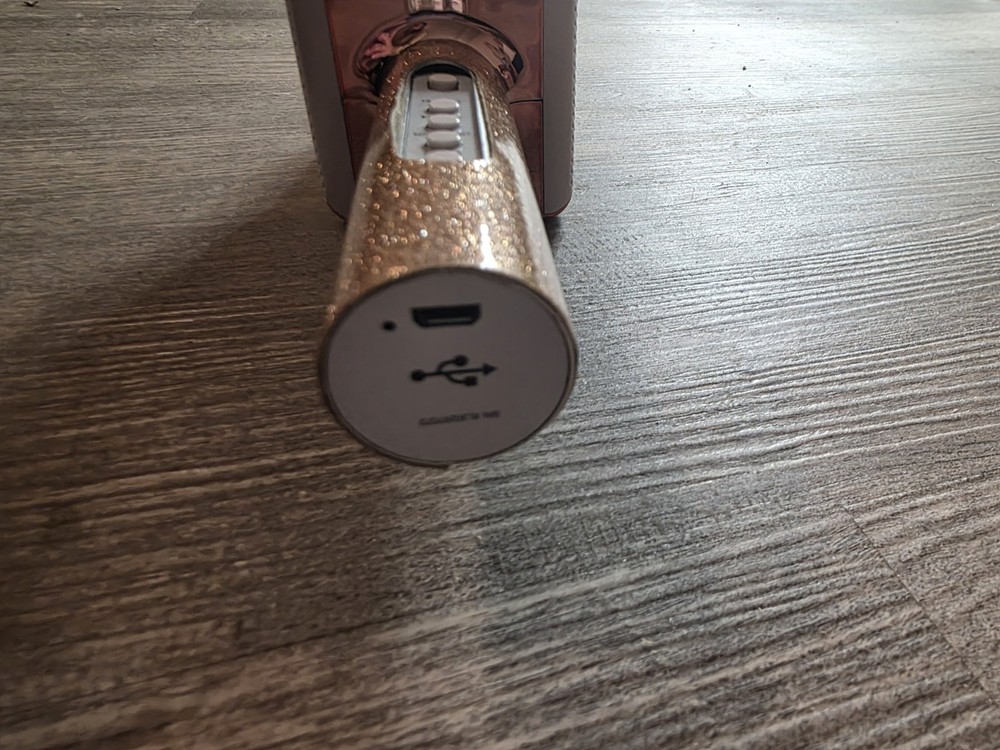 Gold Glitter Wireless Karaoke Microphone Handheld with USB Charging