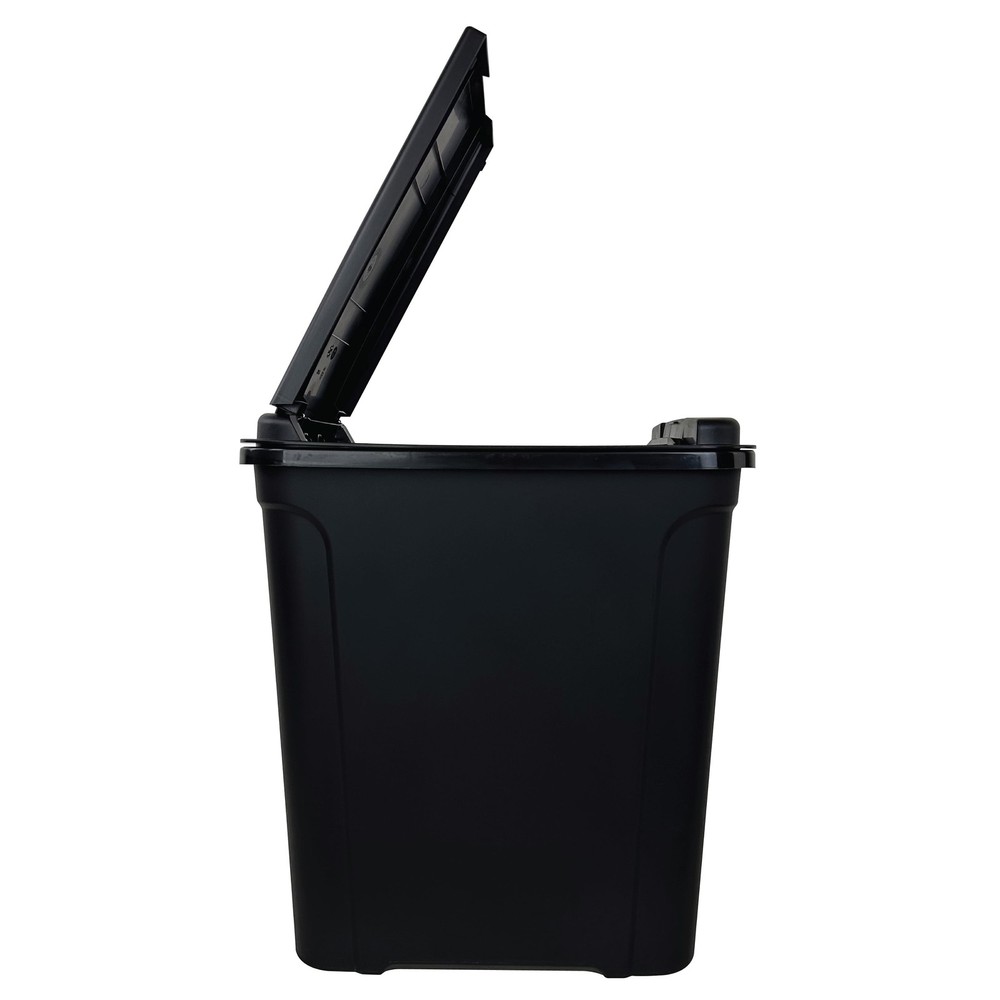Kitchen Trash Can, 7.6 Gallon Plastic Garbage Bin with Touch Top Lid, Black