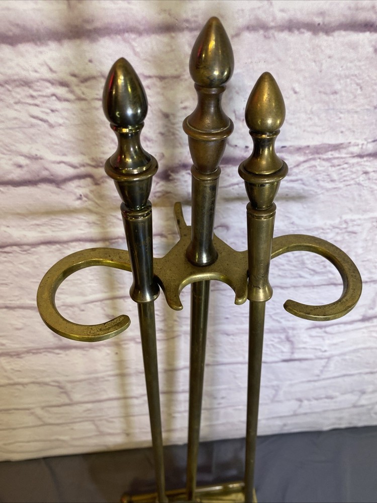 Solid Brass Fireplace Tool Set Shovel Fire Poker and stand