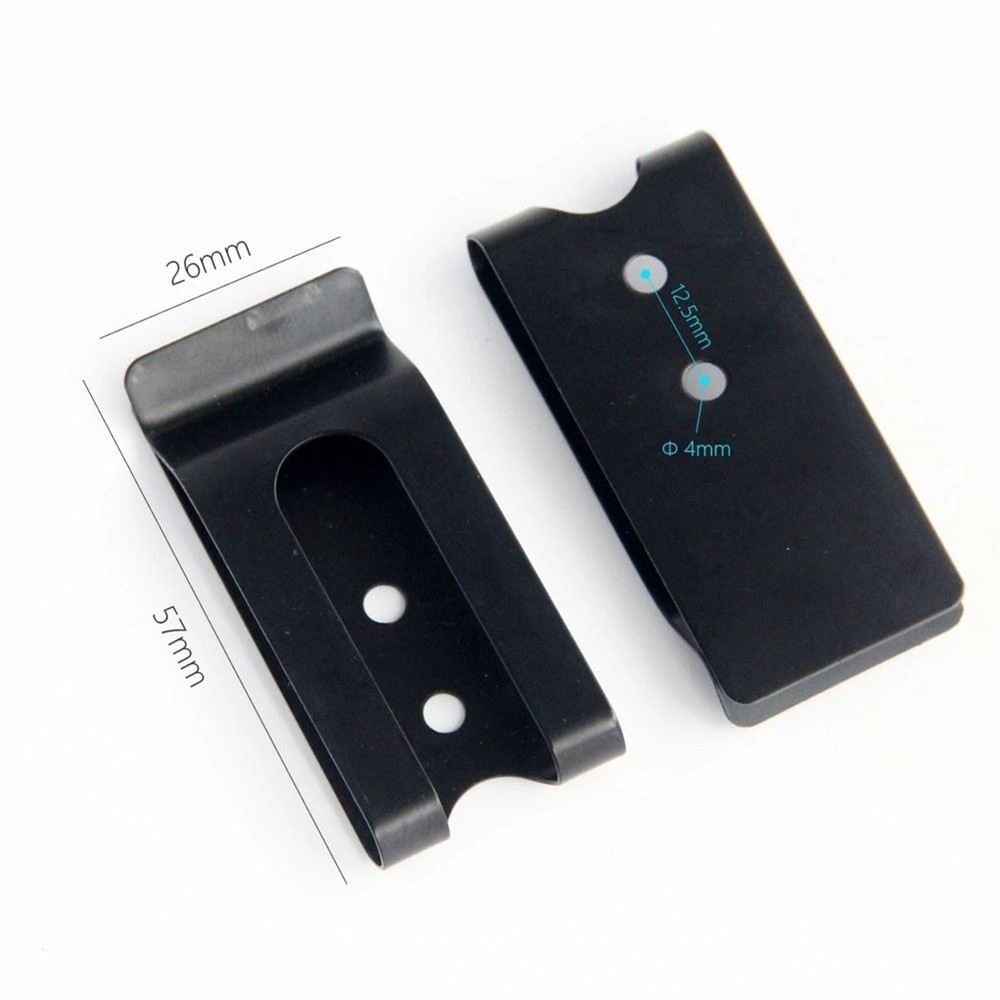 Practical Belt Clip Hook Securing Clip 2pcs Black Coated Finish Flat Base