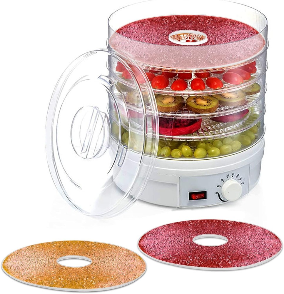 6 Pack Fruit Roll Sheets, Round Plastic Dehydrator Sheets with Edge