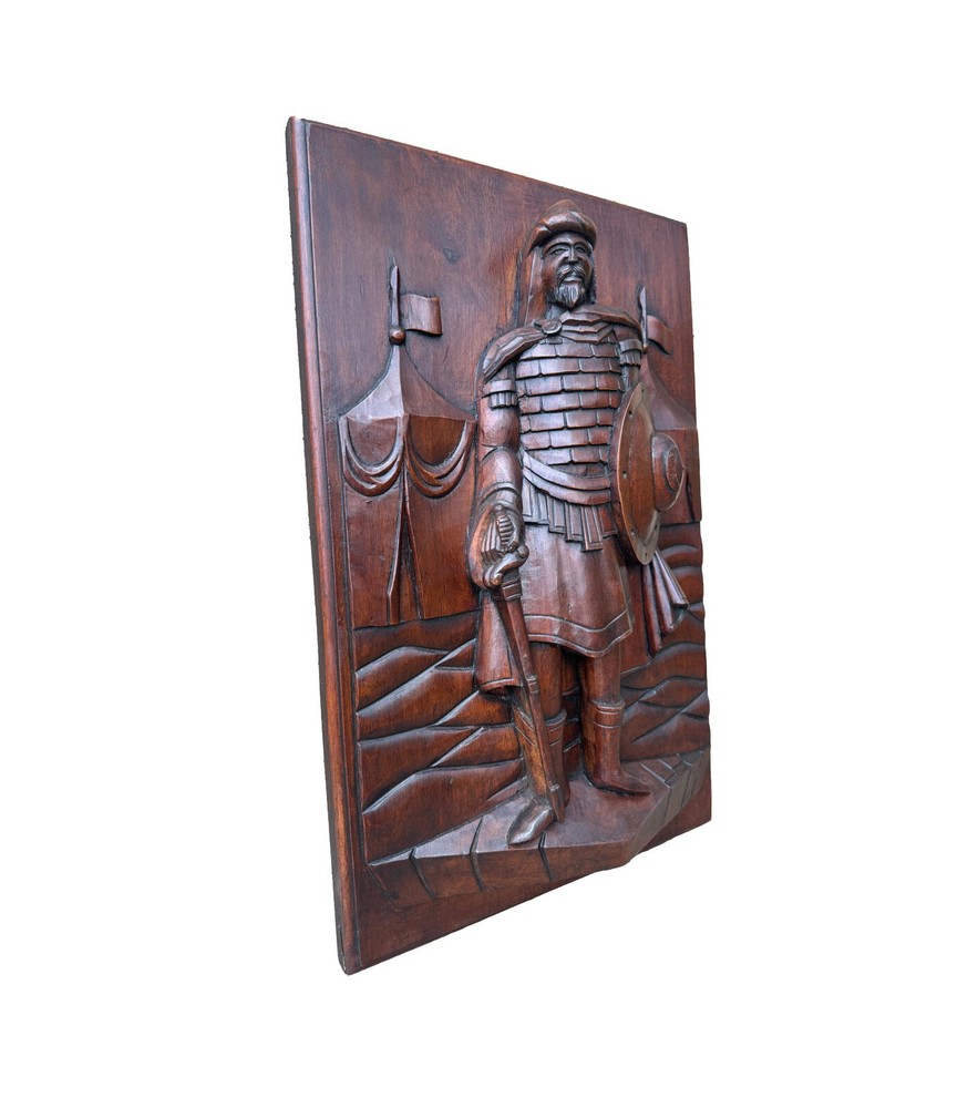 French Thick Middle Ages Gothic Carved Wood Wall Panel