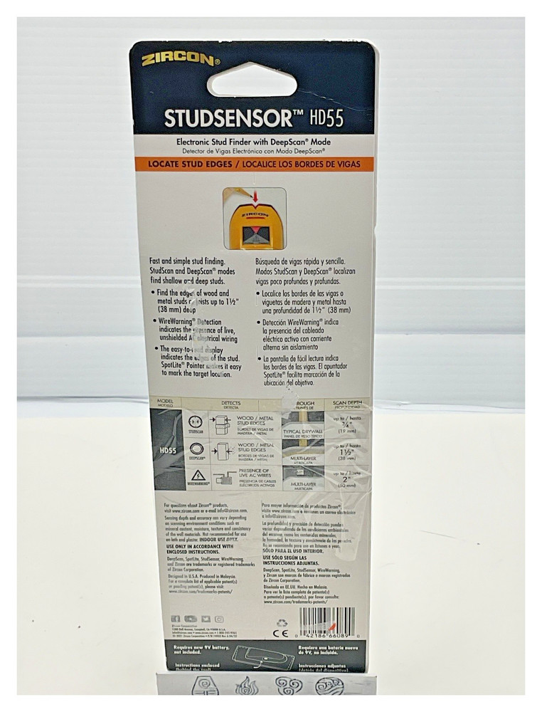 Zircon StudSensor HD55 Stud Finder with DeepScan Mode