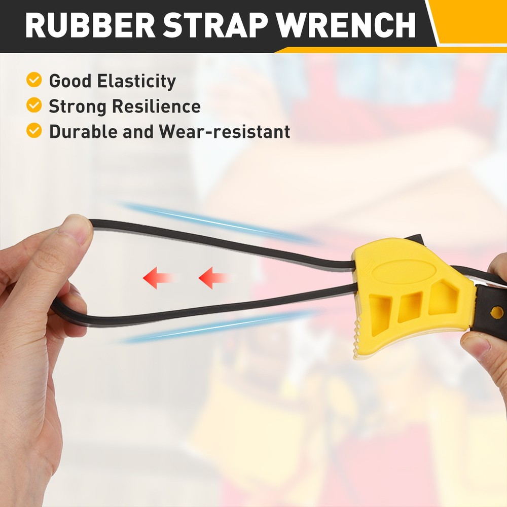 6 Inch Rubber Strap Wrench Adjustable Oil Filter Strap Wrench, Red