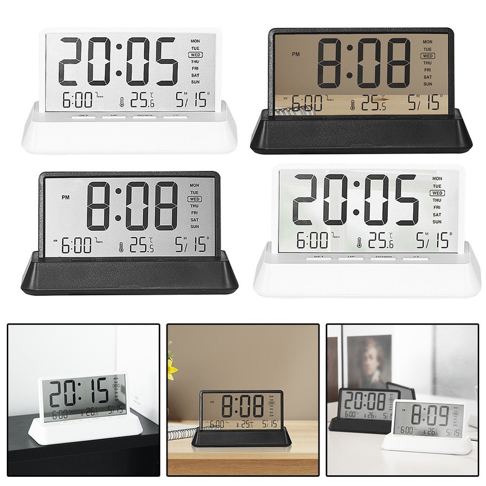 Transparent Electronic Clock Multi-Function Clock Alarm Temperature Snooze