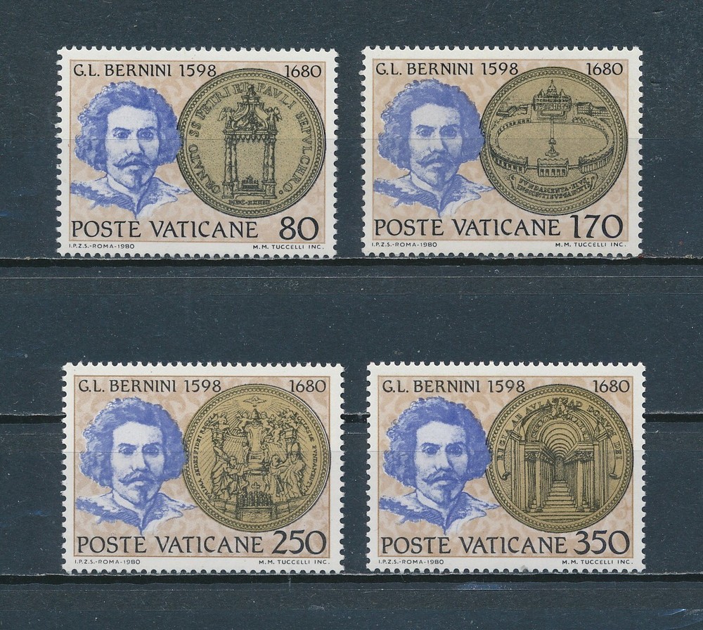 Vatican   673-6 MNH,  Bernini, Architect 1980