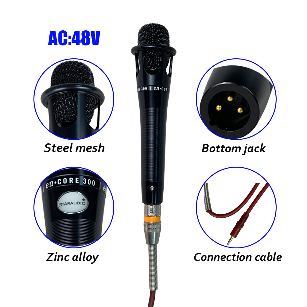 Wired Handheld Microphone Cardioid Elecrect Condense Complete Microphone Live
