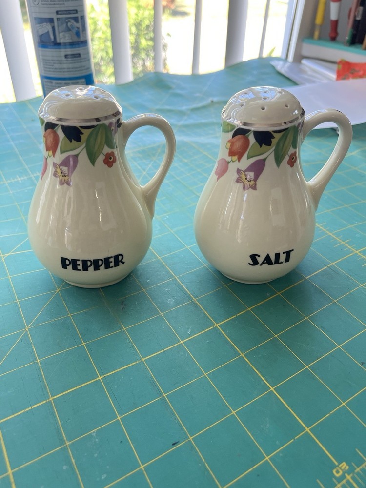 Crocus pattern Handled Salt & Pepper Shaker 5" Hall Pottery Company
