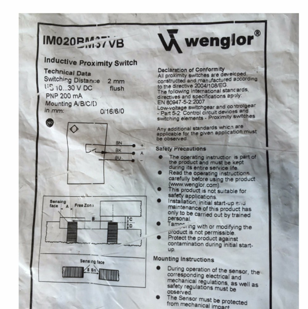 Wenglor Proximity Switch IM020BM37VB PNP New
