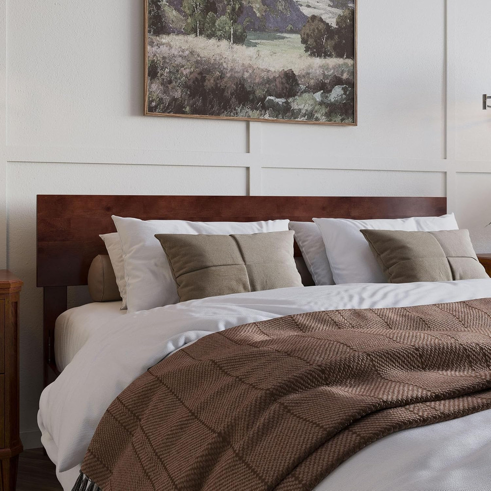 Orlando Modern Solid Wood Headboard, Queen, Walnut