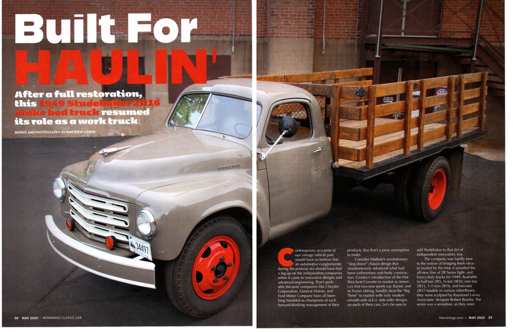 1949 STUDEBAKER 2R16 STEAK BED TRUCK ~ NICE 6-PAGE ARTICLE / AD