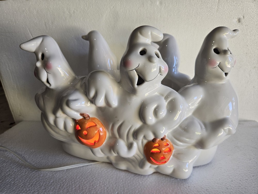 Ceramic Glass Ghost Halloween  Light Tested Works
