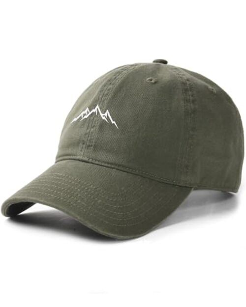 Baseball Cap Men Mountain Embroidery Dad Hat Unstructured Medium-Large Green