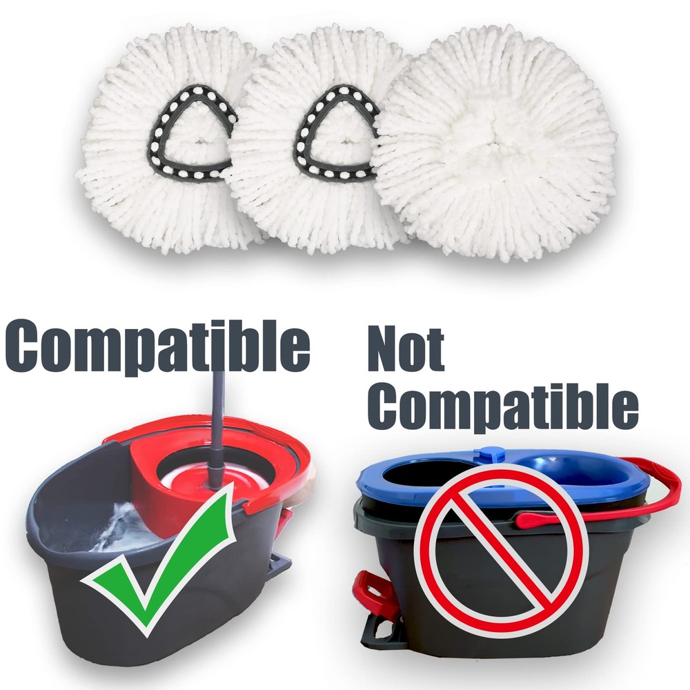Microfiber Mop Refills 3 Pack, Compatible With Most Mops, White