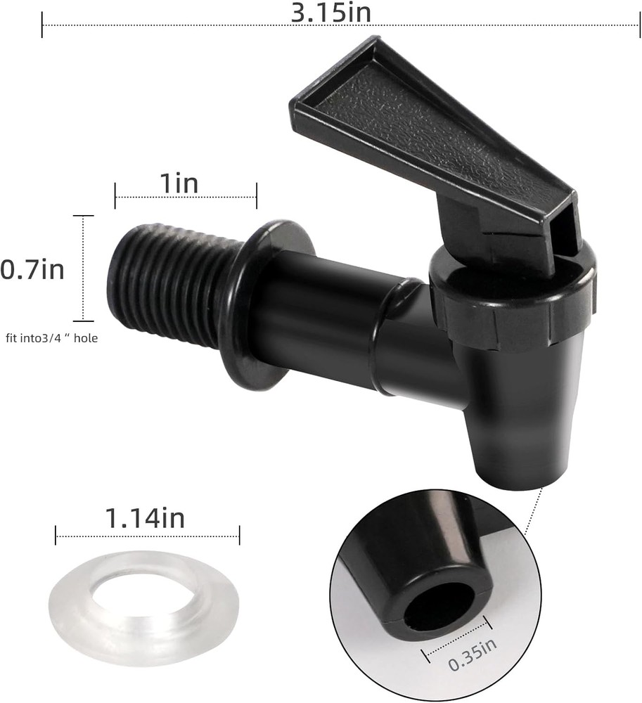 4 PCS Replacement Cooler Faucet Spigot, Leakproof Plastic Tap Set for Beverage D