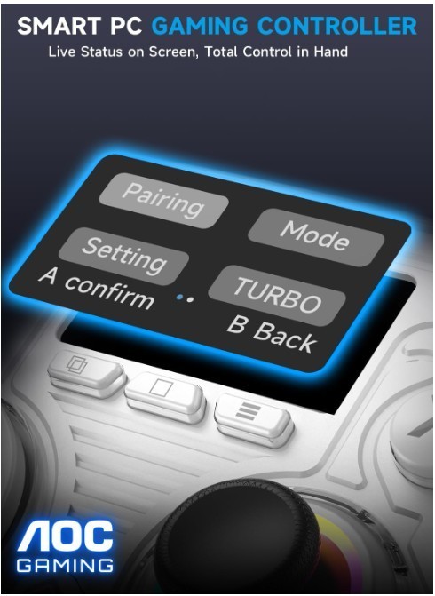 AOC Wireless Game Controller Hall Effect for Switch 2/PC/iOS/Android BLACK