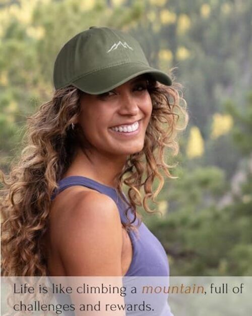 Baseball Cap Men Mountain Embroidery Dad Hat Unstructured Medium-Large Green