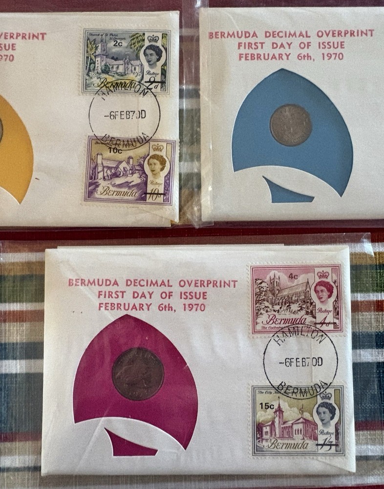 1970 FIRST DAY FIRST ISSUED BERMUDA COINS
