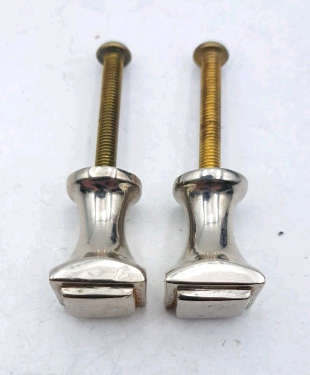 Antique Pulls Knobs Drawer Knob Art Deco Crome Old Vintage Hardware Pair