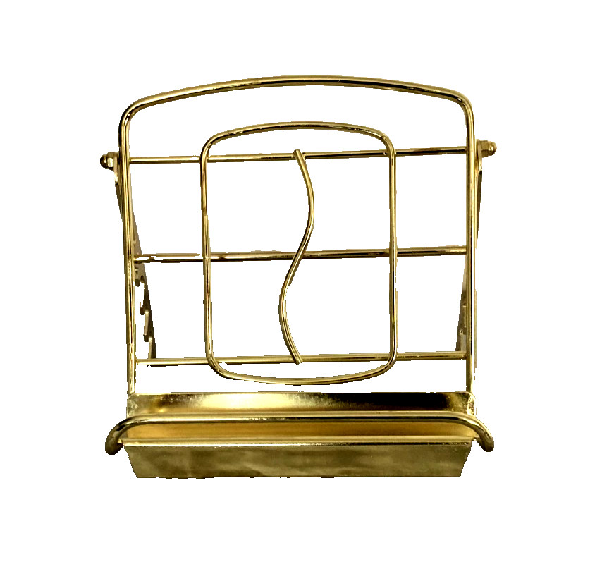 Vintage Solid Brass Book Music Stand Holder Retractable Adjustable Fold - Nice!