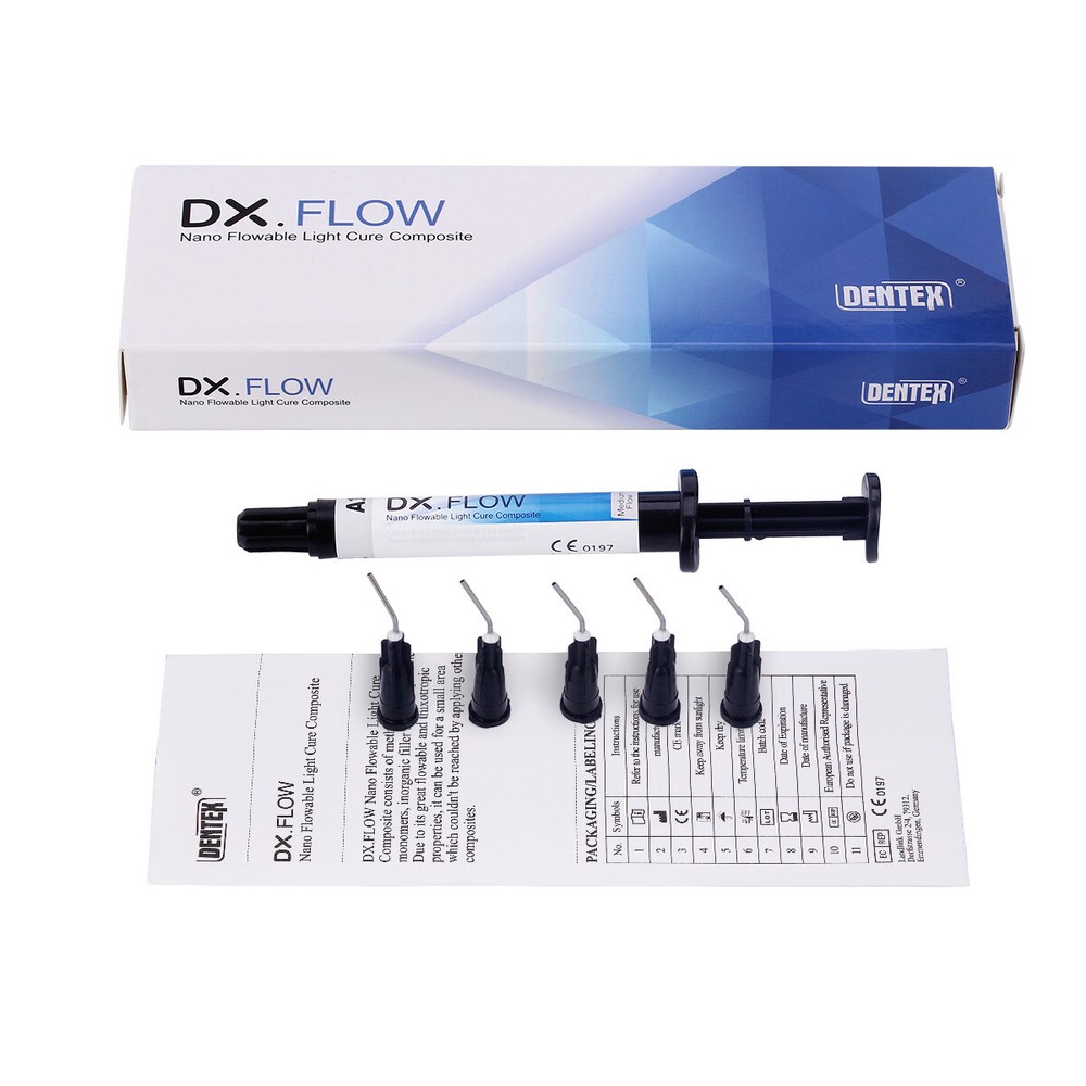 3Pcs Dental Dentex Flowable Light Cure Composite Resin Medium Flow A1 A2 A3 Kit