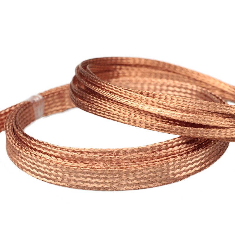 Flat Pure Copper Braid Cable Bare Copper Braid Wire Ground Lead 2mm - 28mm