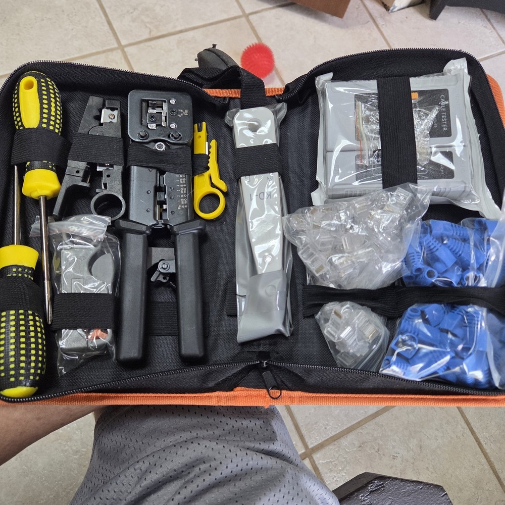 Network Tool Kit - RJ45 Crimper, Tester & Strippers for Ethernet Cable Work