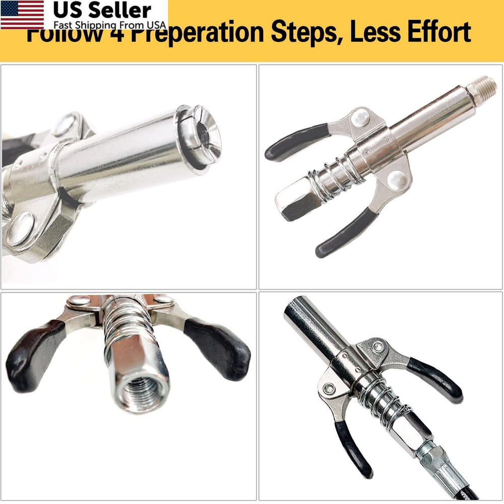 Grease Gun Coupler, Tips, Double Handle Quick Lock Release 1 pcs