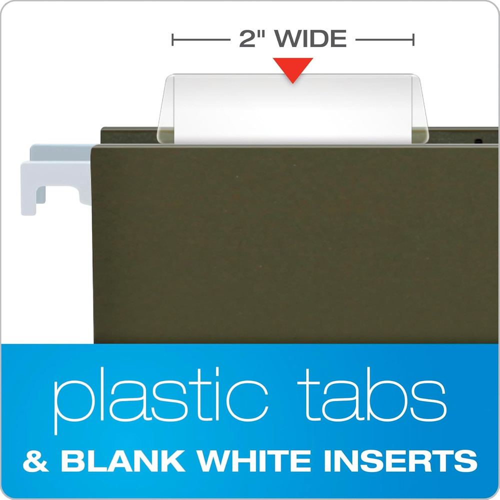 Hanging File Folder Plastic Tabs, Clear, Pack of 25