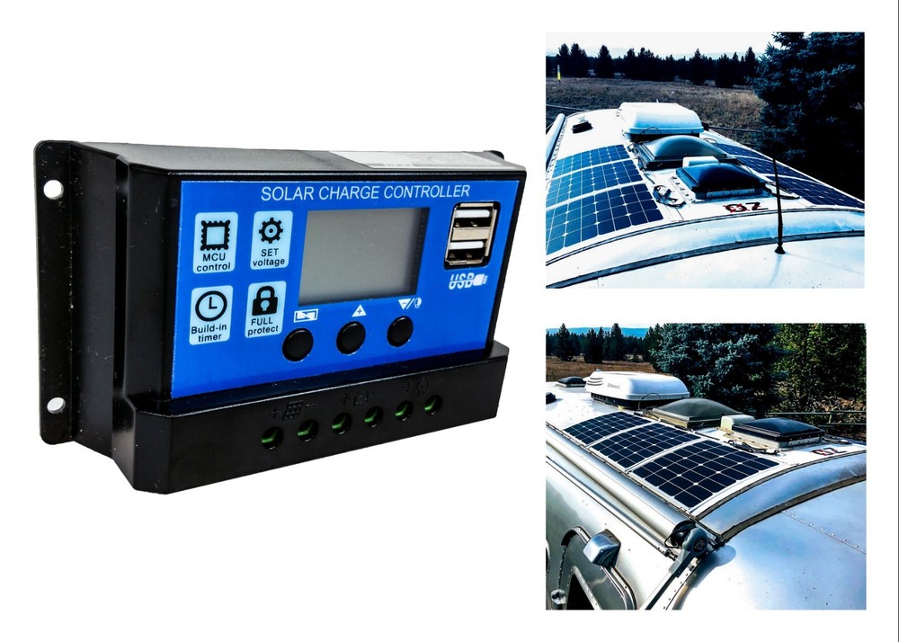 20A Solar PV Panel Controller Battery Charge Regulator LCD USB Port 12v 24v