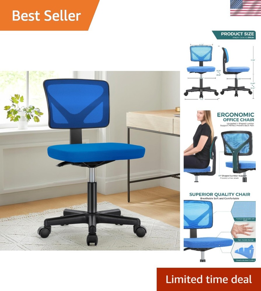Compact Rolling Desk Chair with Y-shaped Backrest | Max 250 lbs Support