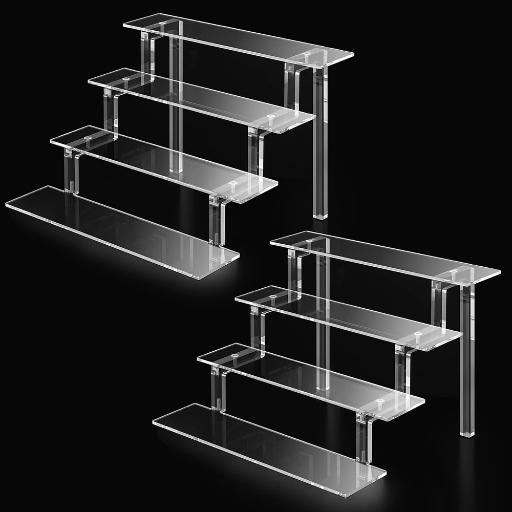 Acrylic Stand Riser Display, 12” Perfume Display Shelf, 4 Tier Display Stand for