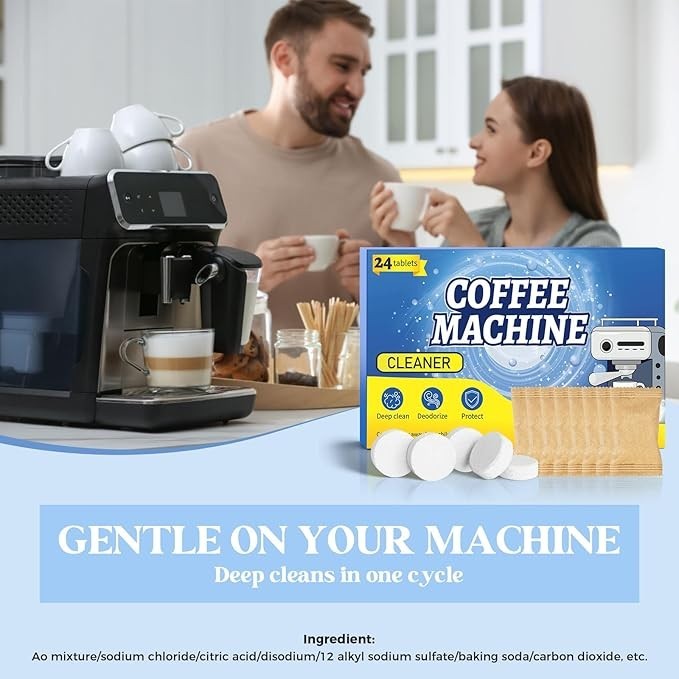 Coffee Maker Cleaner Descaler Tablets, 24 Counts Machine Cleaning Tabs, Works wi