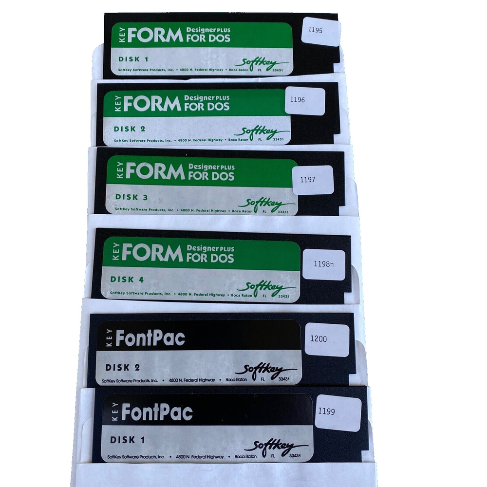 Software Softkey Form Designer Plus For DOS FontPac Computer 5.25” Floppy VTG