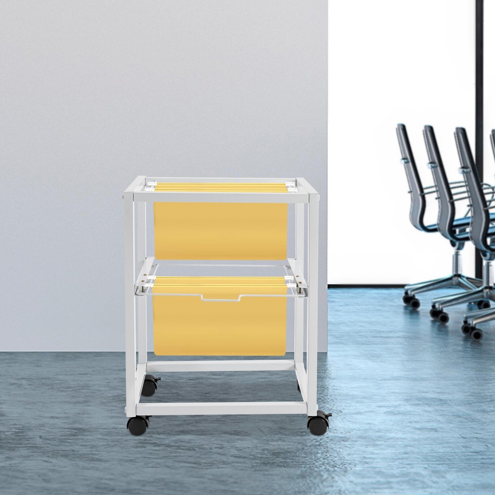 Rolling File Cart With Wheels, 2-Tier Movable Design For Easy Organization