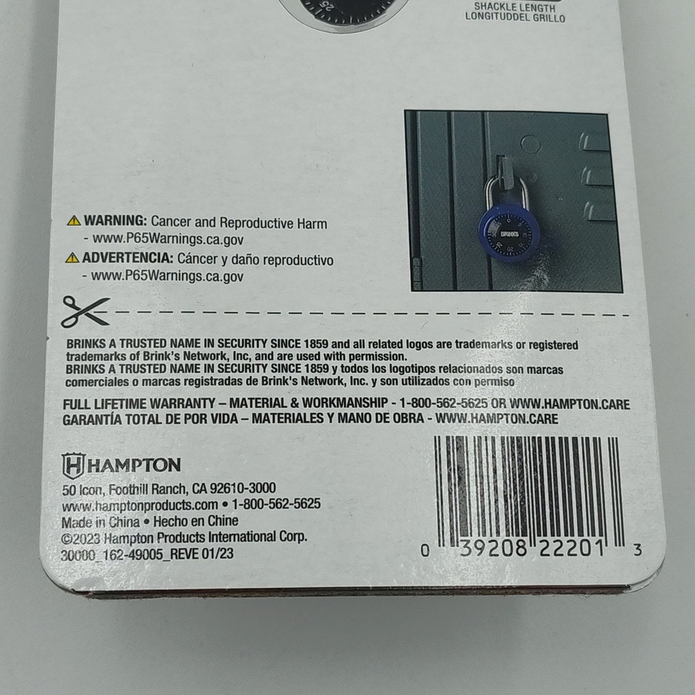 ✅🔒👀Brinks Padlock Lock Standard Security 3 Dial Combination 162-49005📸SEE📏📸