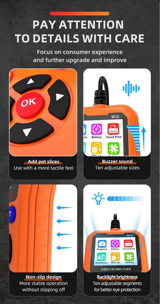 FISONA W12 5600 OBD2 Scanner ABS SRS EPB Code Reader All System Diagnostic Tool