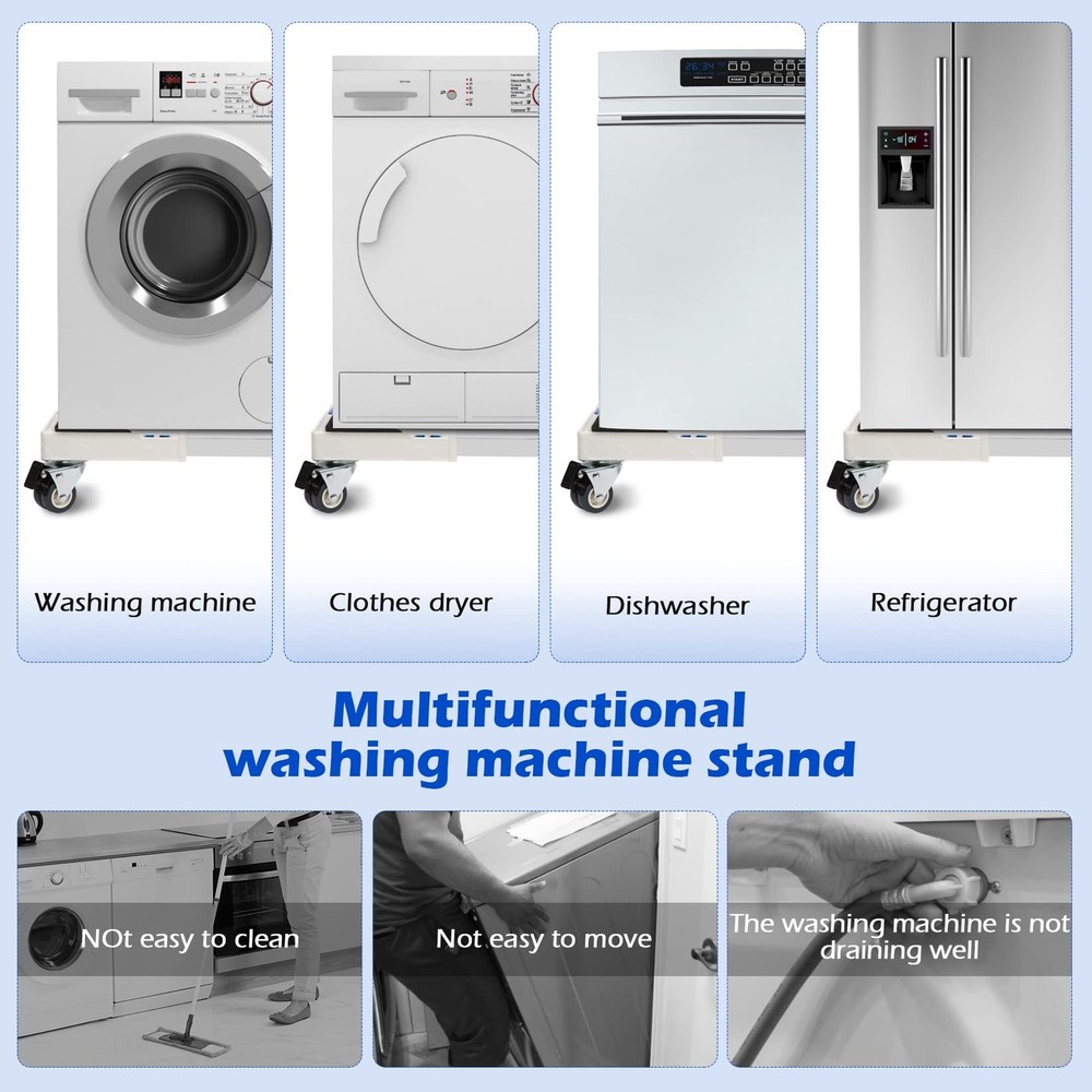 Adjustable Appliance Dolly with Lockable Wheels for Washer, Dryer, Fridge