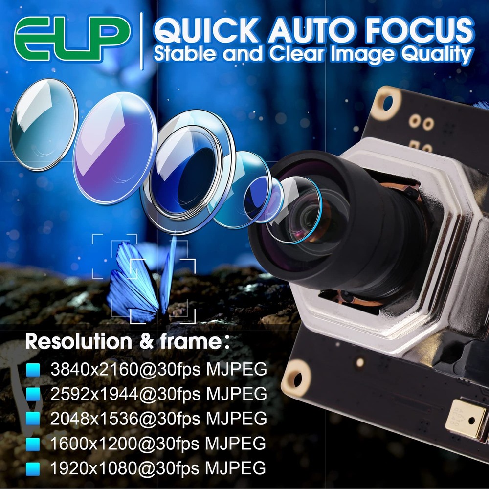 4K USB Module Autofocus w/Microphone Computer Mini USB2.0 Webcam Board 8mp In...
