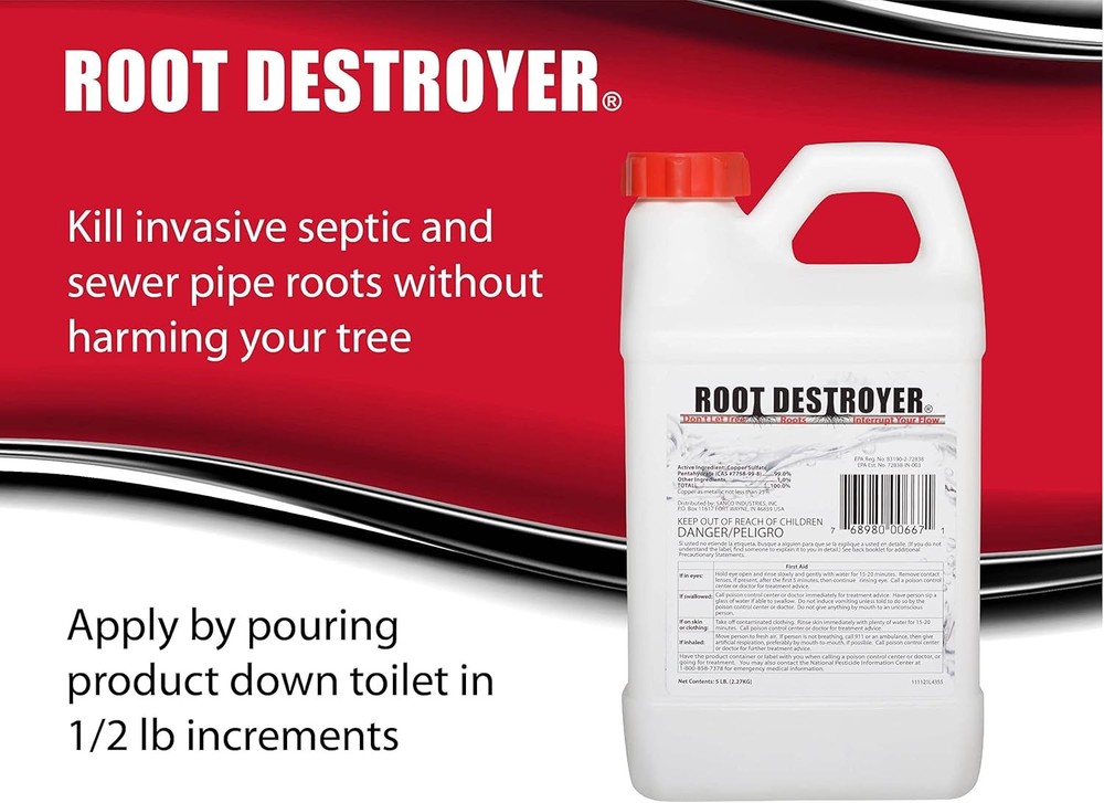 Root Destroyer - 5lbs - Root Killer for Sewer, Pipe & Drain Lines, Septic Tanks