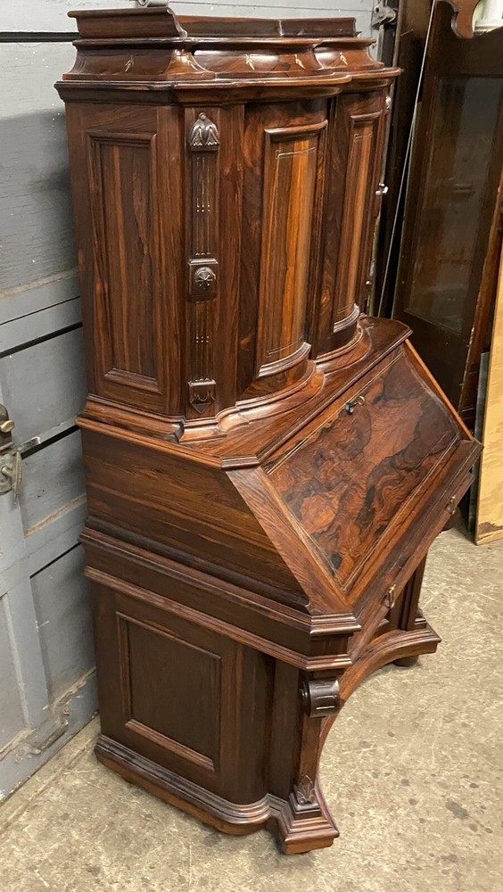 ROSEWOOD DROP FRONT MECHANICAL DESK, ATTR. HERTER