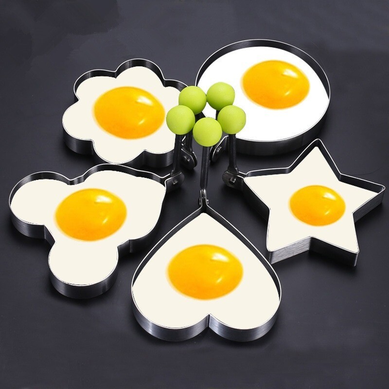 5Pcs Fried Egg Non Stick Stainless Steel Pancake Ring Mold Cooking Kitchen Tools