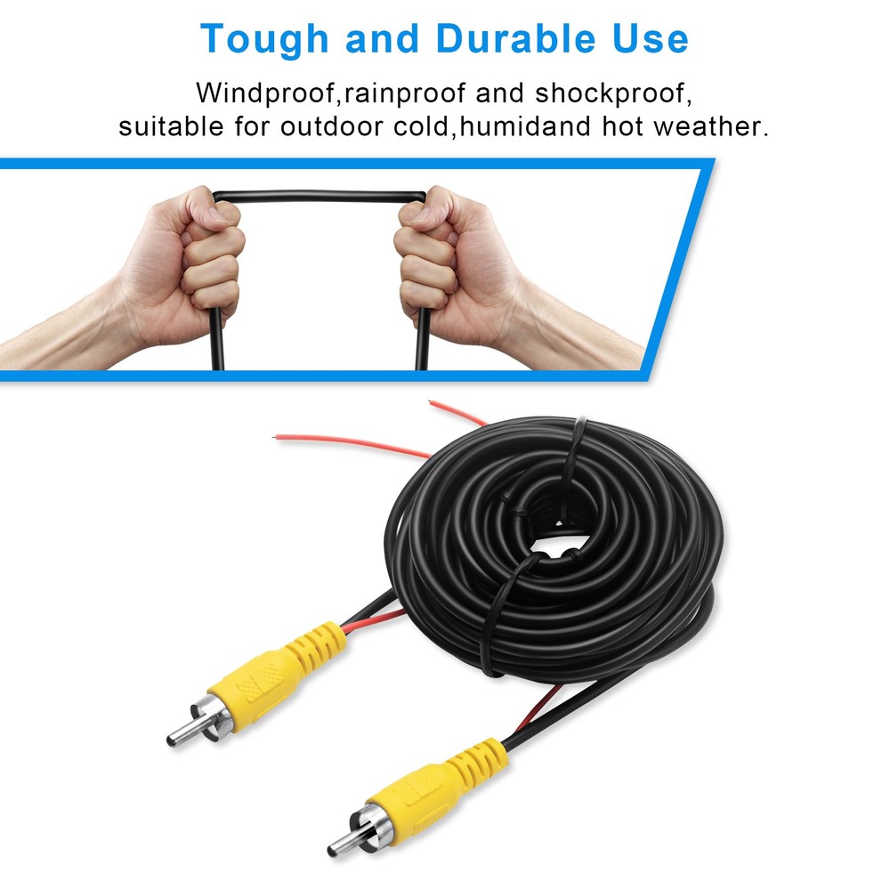 20FT 6M Professional RCA Video Cable Double Shielded for Car Backup Camera