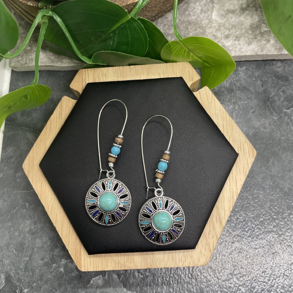 3” Silver-tone Boho Retro Earring Set Drop Dangle New Free Ship B6400