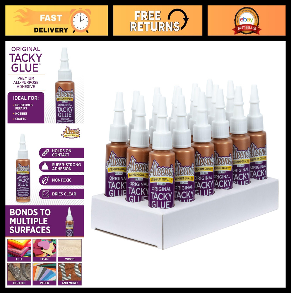 All-Purpose Tacky Glue Mini Bottles, Fast-Drying Clear Adhesive, 18-Pack for Cra