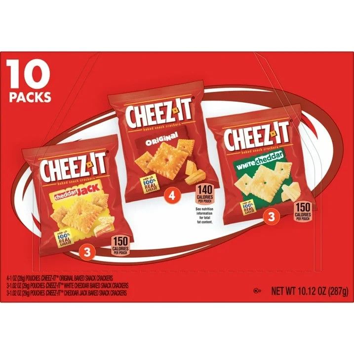 Cheez-It Variety Pack Baked Snack Crackers, Lunch Snacks, 10 Count