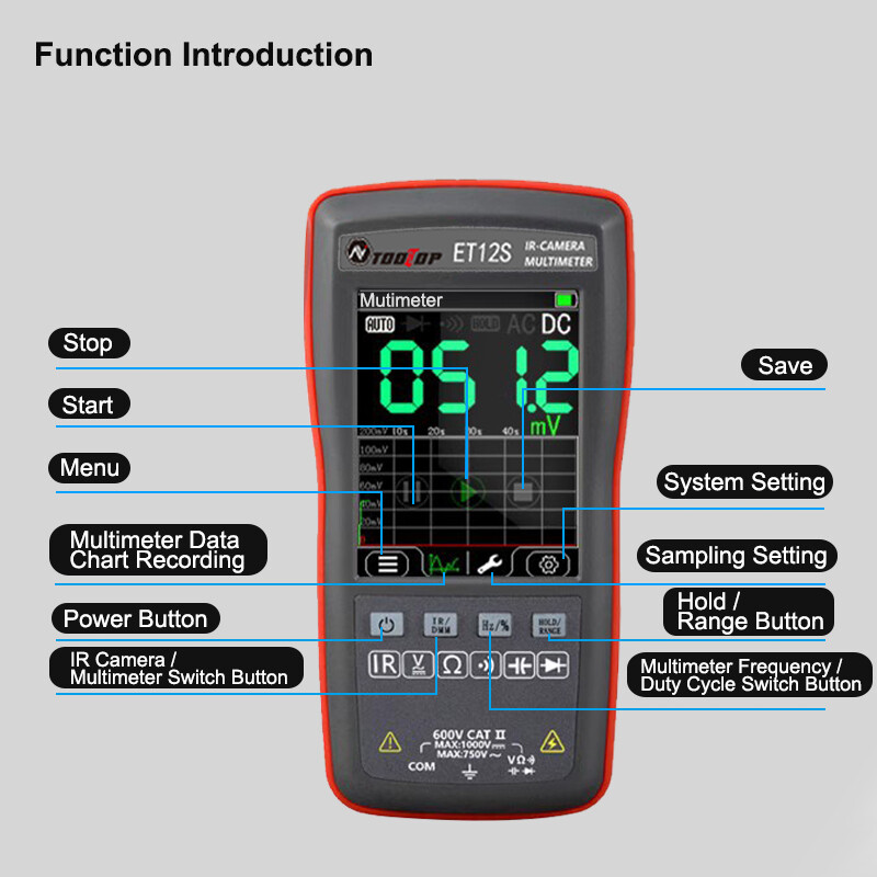 Thermal Imager Multimeter 2 In1 24*32 Digital Touch Screen Voltmeter USB Interf