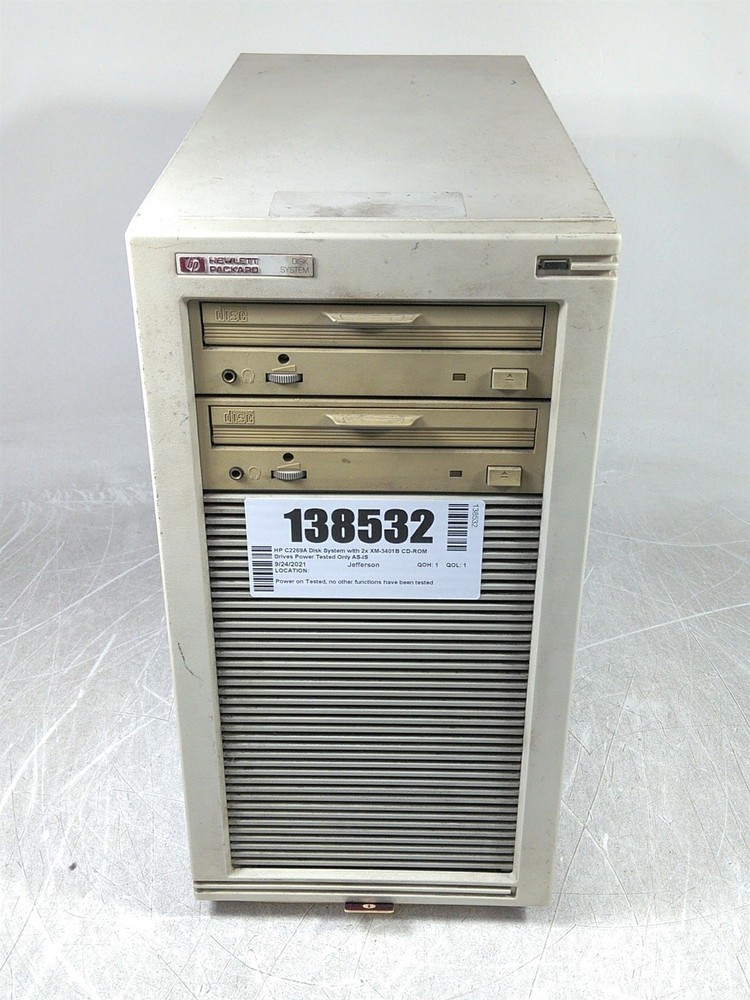 HP C2269A Disk System with 2x XM-3401B CD-ROM Drives Power Tested Only AS-IS