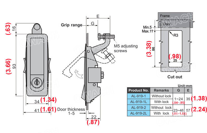 Compression Latch Replacement Southco C2-32-25 Flush Lever Adjustable