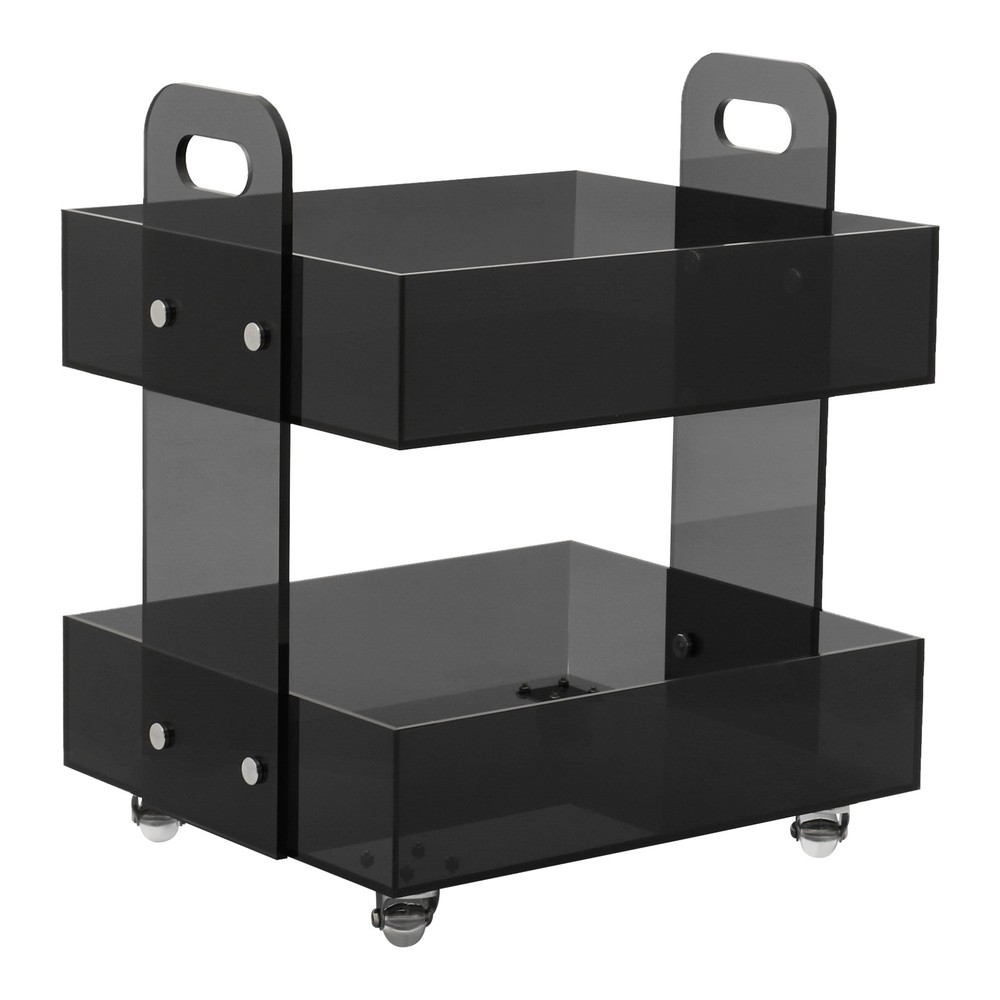 Acrylic Side Table Modern Bedside Table Free Standing Storage Rack with Wheels